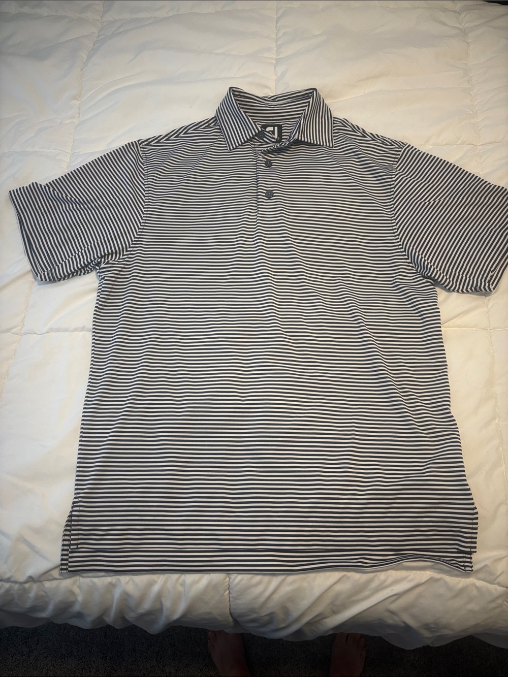 FootJoy Men’s Black & White Striped Polo Shirt Golf size small